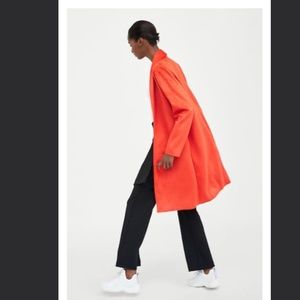 Zara orange faux suede coat